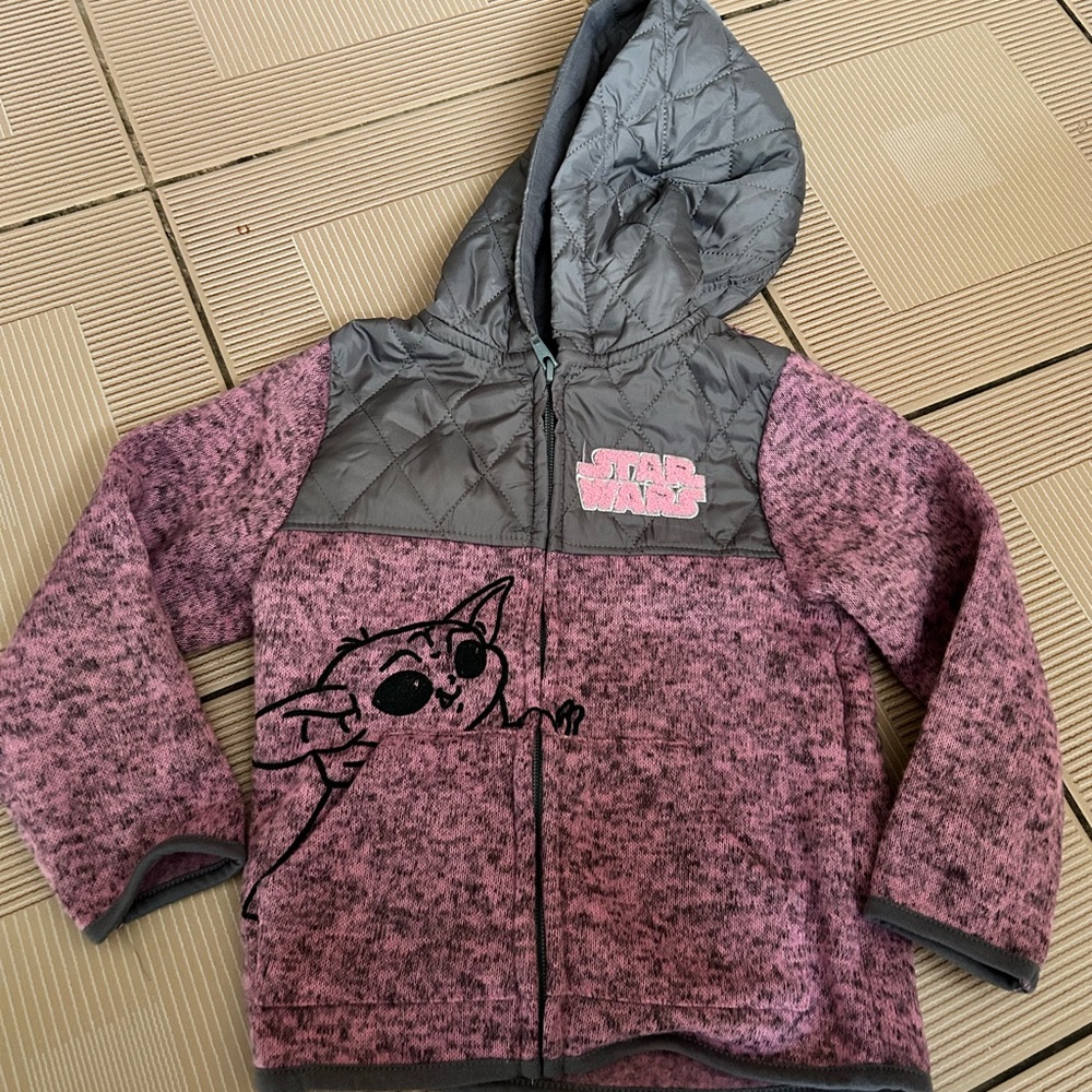 NWT Baby Yoda Star Wars pink fleece zip up jacket